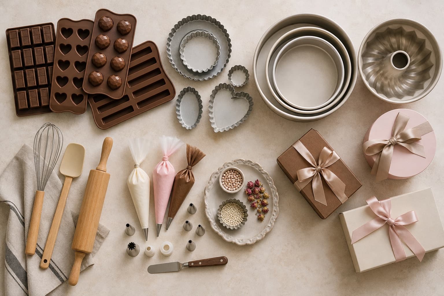 Baking tools organised by type